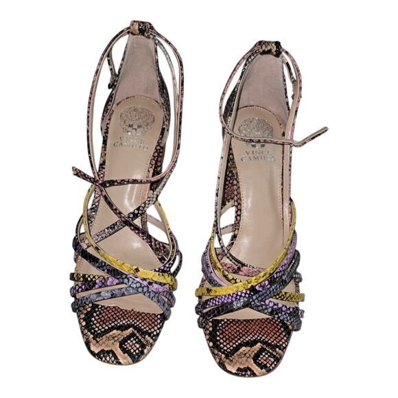 Vince‎ Camuto WINIVEY SANDAL Heels Snake Print Multicolor Straps Square Toe 10 - Picture 9 of 15